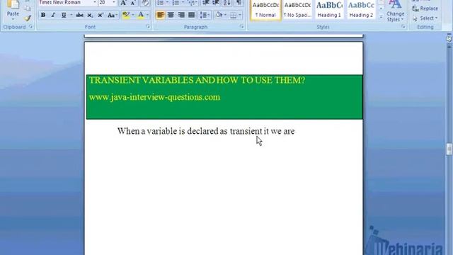 Explain what are transient variables in java and How to use them? смотреть онлайн