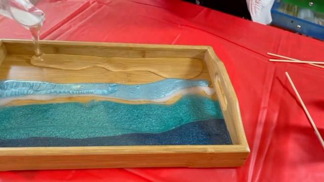 Wooden tray with resin art! Ocean on the tray! Океан из эпоксидный смолы на подносе! смотреть онлайн
