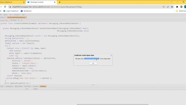 Error - The Apex class theClassName is not a legal name смотреть онлайн