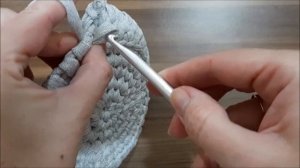 Узор РОТАНГ крючком из трикотажной пряжи круговыми рядами. ROTANG crochet pattern