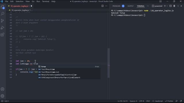 Belajar JavaScript [Dasar]-10-Operator Logika (1)