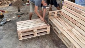 DIY // Modern garden wood processing project - Make Sofas Outdoor From Pallet Wood