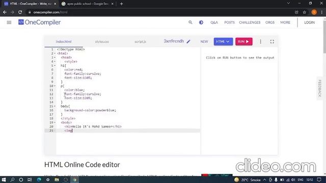 HTML CODING | How to add image in Html | One Compiler website | Coding With Sameer