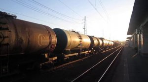 Отправление товарного поезда станция Нара(Наро-Фоминск)весна 2014