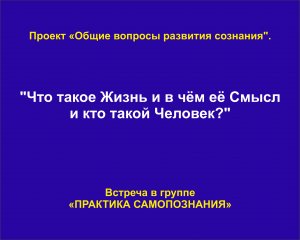 Что такое Жизнь и в чём её Смысл?_Встреча Проекта_01_