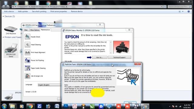 Epson L110: How To Fix The Red Light Blinking Problem || Reset Epson Printer смотреть онлайн