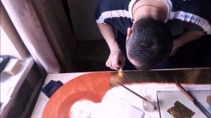 Золочение иконы на полимент с чеканкой