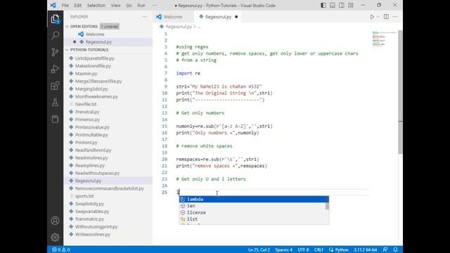 #157 Python regex | Get only numbers | remove spaces | upper lower case letters from a string