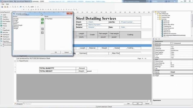Advance Steel - Customizing a BOM template