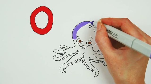 Учим буквы. Английский алфавит. Рисуем осьминога. Буква О смотреть онлайн