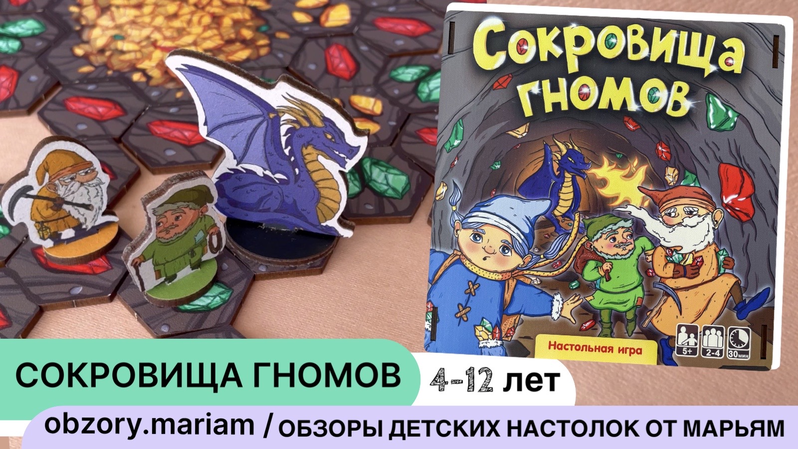 Настольная игра Сокровища гномов - играем против других участников и против дракона (4-12 лет)