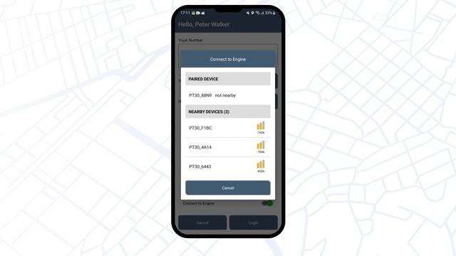 Вход в приложение TrackEnsure ELD на устройстве Android, когда вам нужно подключиться к другому ELD смотреть онлайн