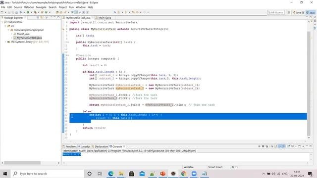 Java ForkJoinPool/RecursiveTask