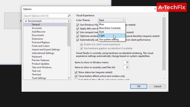 How to change visual studio theme to white