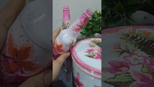 diy DECOUPAGE tin with glass bottle || Craft Recycling Ideas ?