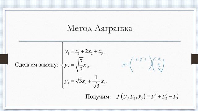 Квадратичные формы. Метод Лагранжа