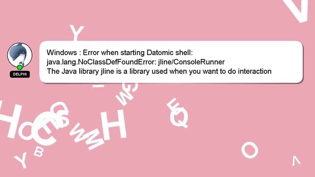 Windows : Error when starting Datomic shell: java.lang.NoClassDefFoundError: jline/ConsoleRunner смотреть онлайн