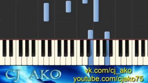 CJ AKO   Tears of love Synthesia красивая простая грустная мелодия игра на пианино piano tutorial