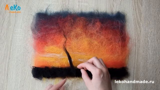 Шерстяная акварель/ Картина шерстью "Жирафы"/ Мастер-класс