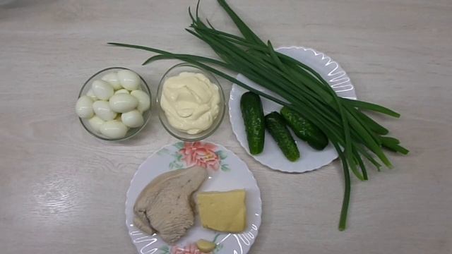 Нежный, летний салат "Оливье".