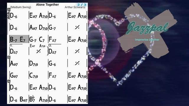 Джазовый стандарт"Alone Together" D- 100bmp Jazz - Medium Swing минус bass
