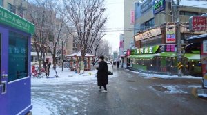 ?❄?? Walking tour Hongdae street Hapjeong station snowy day in Seoul 서울 첫눈온날 홍대거리 합정역 홍대입구 거리풍경