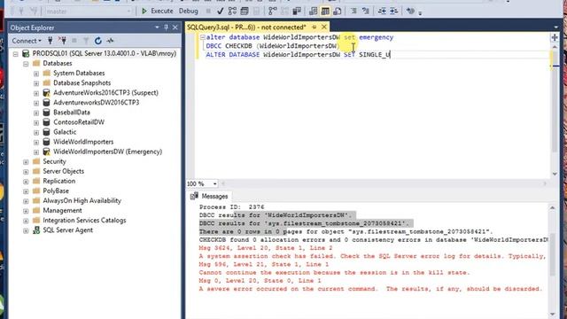 how to recover a sql server database from suspect mode смотреть онлайн