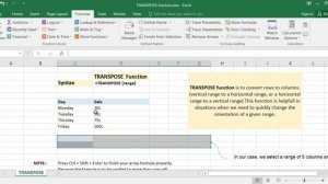 Use of Transpose Function in Microsoft Excel ( Hindi )