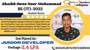 QSPIDERS/JSPIDERS HADAPSAR STUDENT GOT PLACED AS  JUNIOR DEVELOPER, CONGRATULATIONS OWES