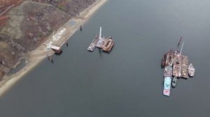 Строительство моста через р.Кама возле д.Котловка. Трасса М12. Ноябрь 2023