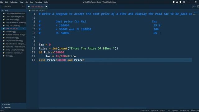 PYTHON - Write A Program To Accept The Cost Price Of A Bike And Display ...