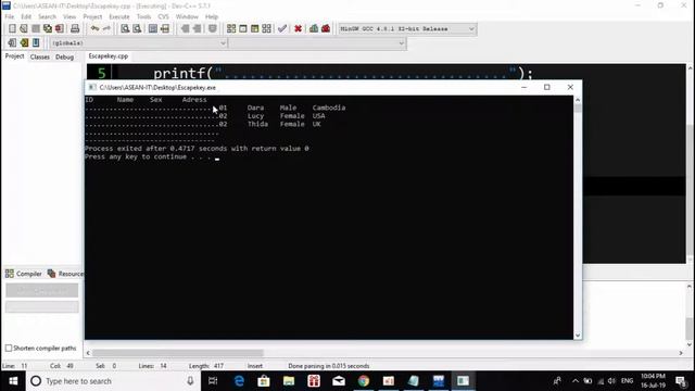 C programming basics for beginners(part-3) / Escape key / how to use\n and \t / C language (2019)