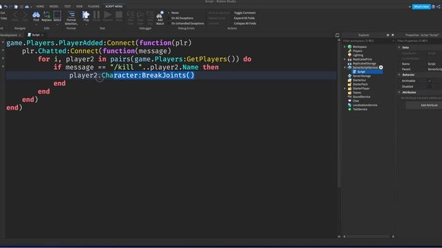 How To Script Admin Commands in Roblox - /Kill Player