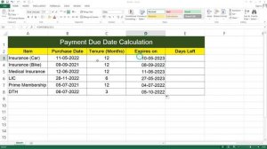 Payment Due Date Calculator in Excel | Expiry Date Calculation in MS Excel