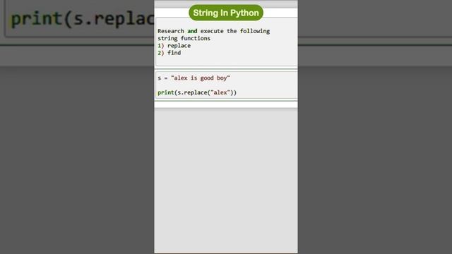 string in python replace and find method | python string | string methods