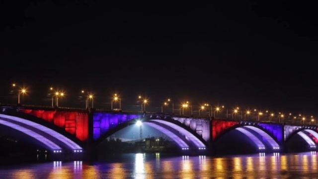 Коммунальный мост г. Красноярск, подсветка! || Communal bridge Krasnoyarsk, lights смотреть онлайн