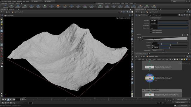 Houdini terrain 3 - Переназначение и размывание рельефа