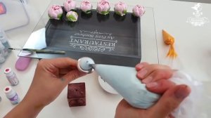 Полянка цветов своими руками! Делаем цветы из крема: пионы, хризантемы.