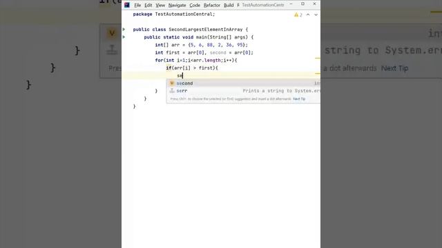 Java Programs: How to Find the Second Largest Element #javaprogramming #interviewquestions