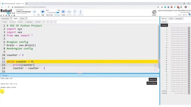 While Loops in Python using Robot Mesh Studio смотреть онлайн