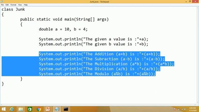 Arithmetic Operator in Java (Tamil)