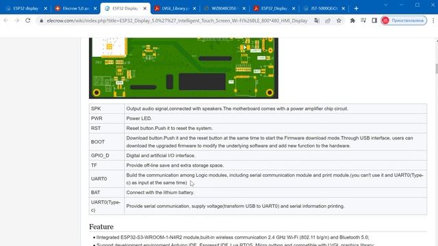 Новый и прогрессивный дисплей - Wizee ESP32 display 5.0 Inch HMI Display 800x480. Wi-Fi & Bluetooth смотреть онлайн