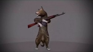 кот стреляет с калаша и кричит ААААААА..
