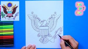 How to draw USA Bald Eagle Emblem (Coat of Arms)