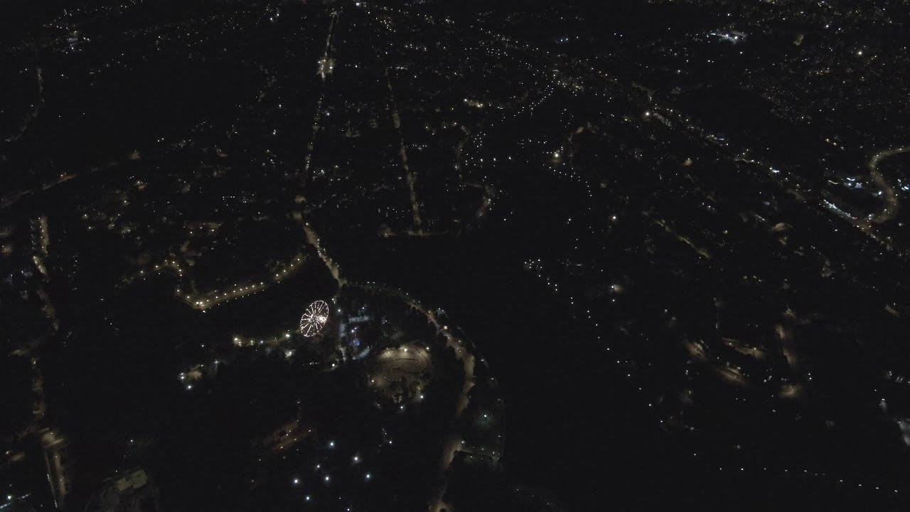 Верхнее озеро, парк Юность с высоты 500 метров, ночной Калининград, аэросъемка смотреть онлайн