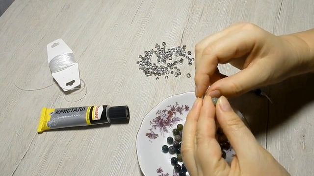 Как сделать браслет из натуральных камней АГАТ на резинке