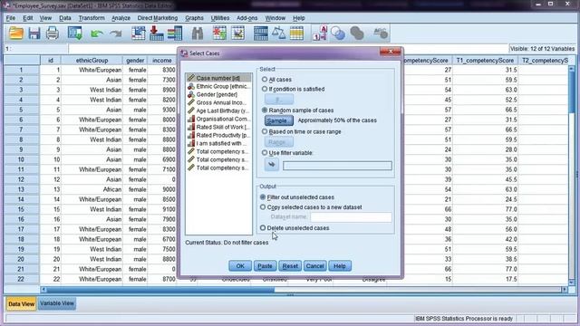 Select random sample of data using 'Select Cases' in SPSS смотреть онлайн