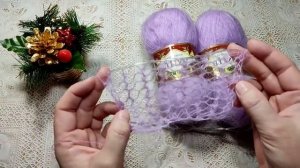 Невесомый ажурный палантин спицами.Узор всего 1 ряд.