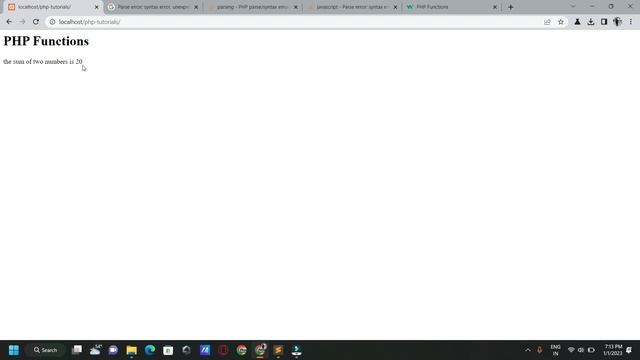 Introduction to PHP Functions,| How to create functions with and without parameter and call them.