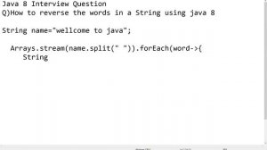 Reverse the words in a String using Lambda expression/Java Interview Question/ Stream API/ forEach(